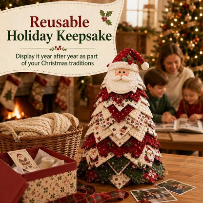 🎄DIY Quilted Santa Christmas Tree Kit – Handmade Fabric Holiday Tabletop Tree Decor