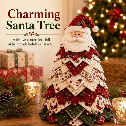 🎄DIY Quilted Santa Christmas Tree Kit – Handmade Fabric Holiday Tabletop Tree Decor