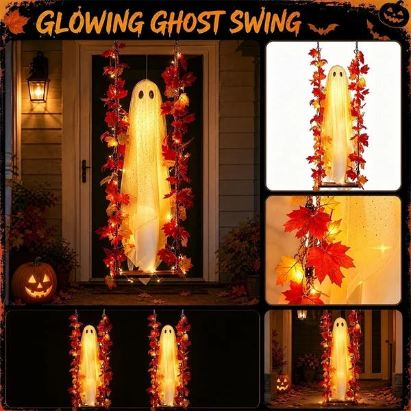 LED Light-Up Swinging Ghost Halloween Decoration
