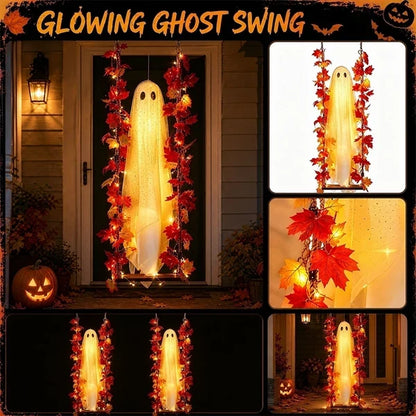 LED Light-Up Swinging Ghost Halloween Decoration