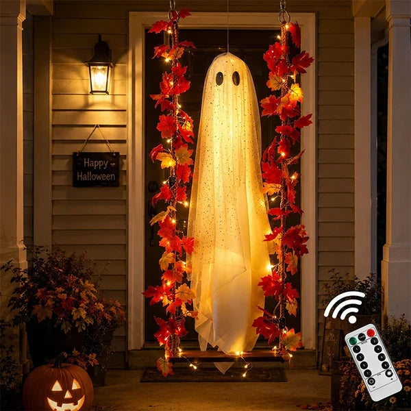 LED Light-Up Swinging Ghost Halloween Decoration