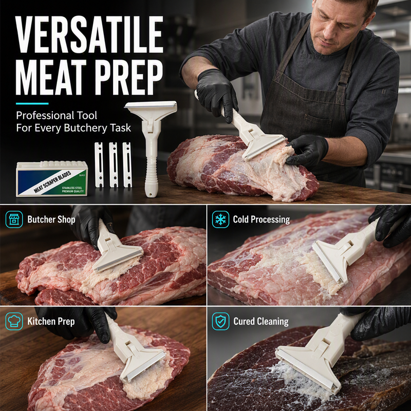 🥩🔥  Stainless Steel Meat Scraper – Easy Fat & Fascia Removal Tool for Beef & Pork 🔪✨